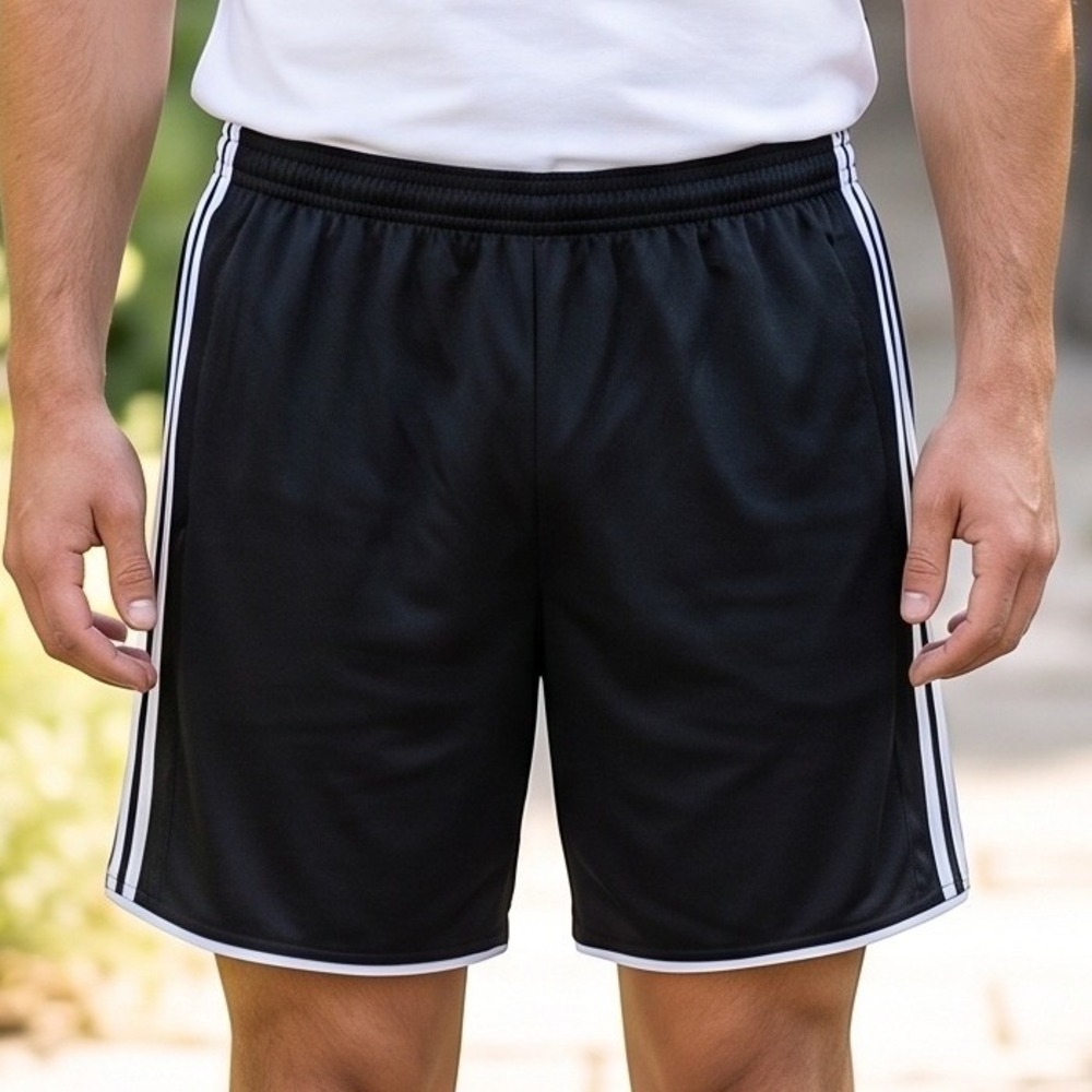 Adidas Mens Black White 3 Stripe Climacool Soccer Shorts Active Training Gym